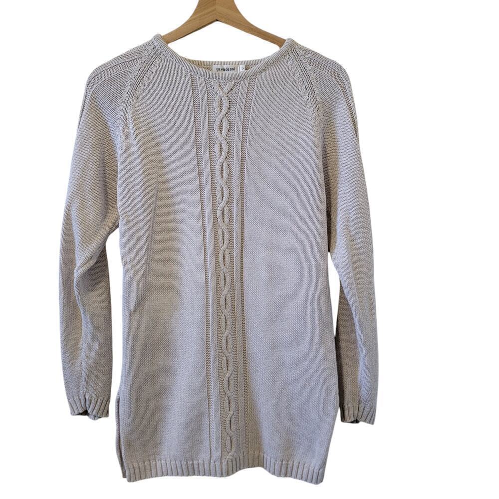 Vintage Ca Va De Soi LINEN Cotton Blend Knit Braded Accent Pullover Sweater S